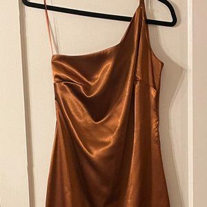 Satin rust Little Mistress cocktail dress